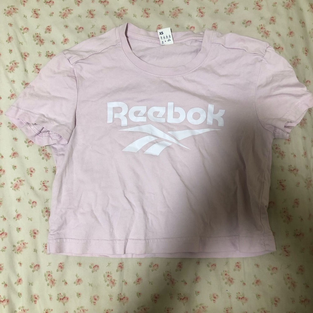 Reebok Light Pink Logo Crop Tee